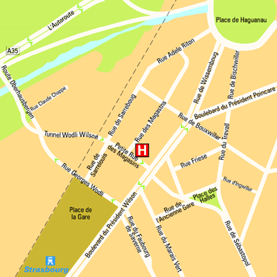 Plano de acceso de Apparthotel Victoria Garden Strasbourg